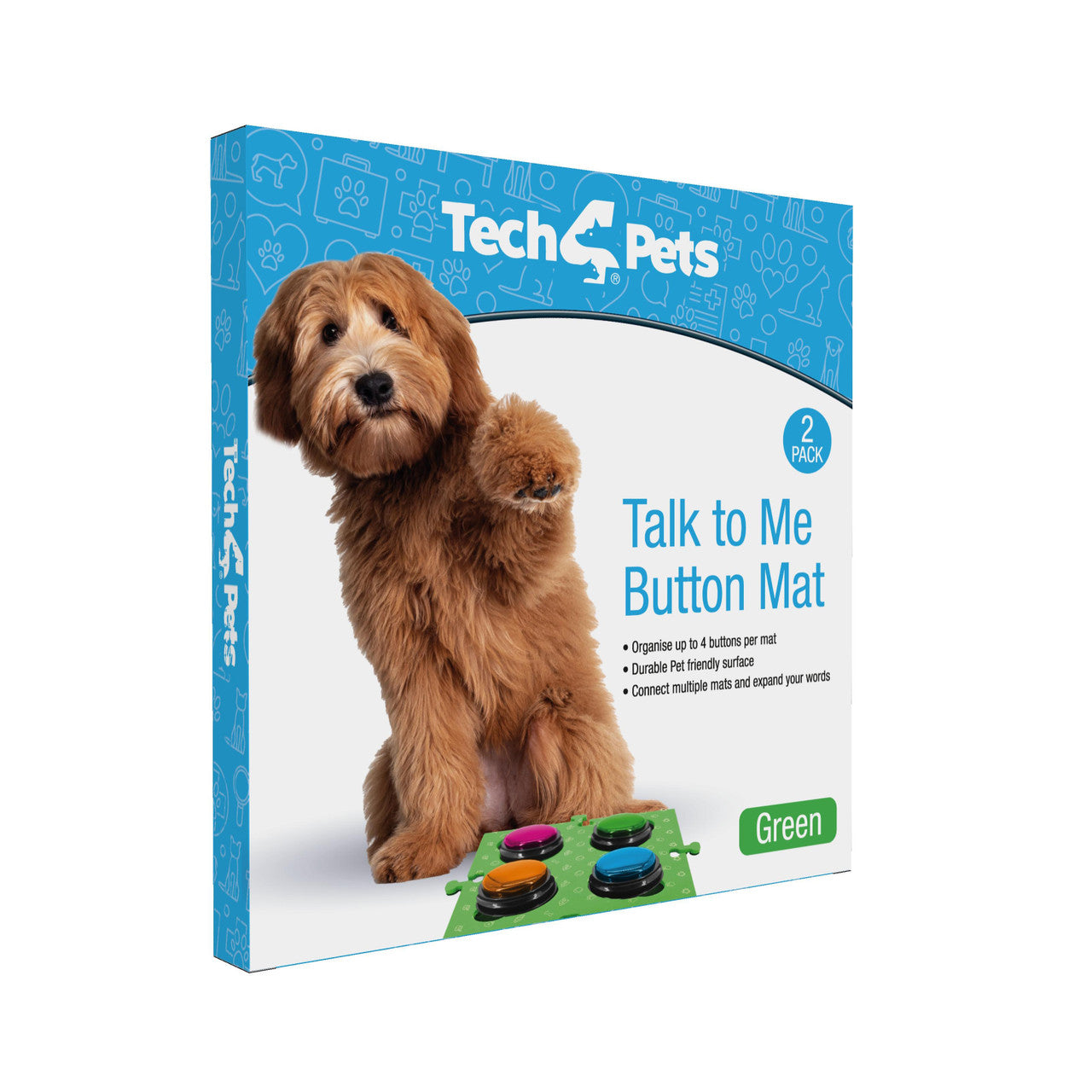 Tech4Pets Green Mat 2-Pack for Talking Buttons & Floor V1031-T4P-TBM2G-760