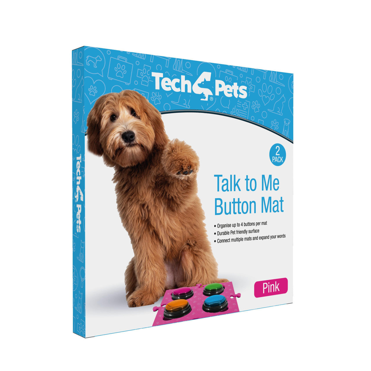 Tech4Pets Pink Mat 2-Pack for Talking Buttons & Floor V1031-T4P-TBM2P-753