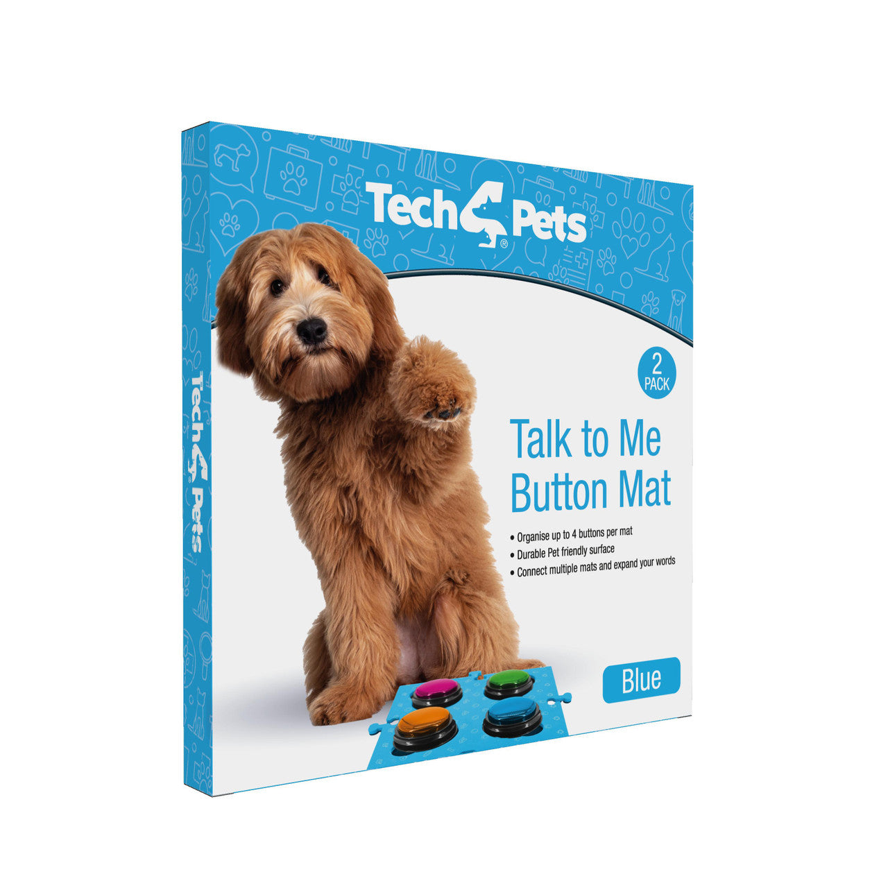Tech4Pets Blue Mat 2-Pack for Talking Buttons & Floor V1031-T4P-TBMBL-784