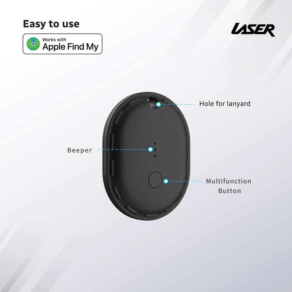 Laser Mini Smart Tag with Apple Find My Tracking Black V1031-TG-T135BK-627