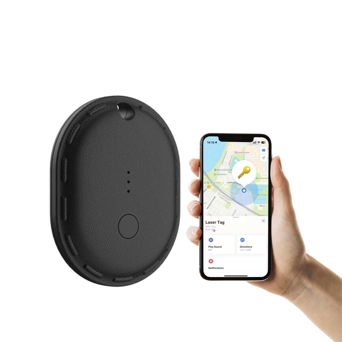 Laser Mini Smart Tag with Apple Find My Tracking Black V1031-TG-T135BK-627
