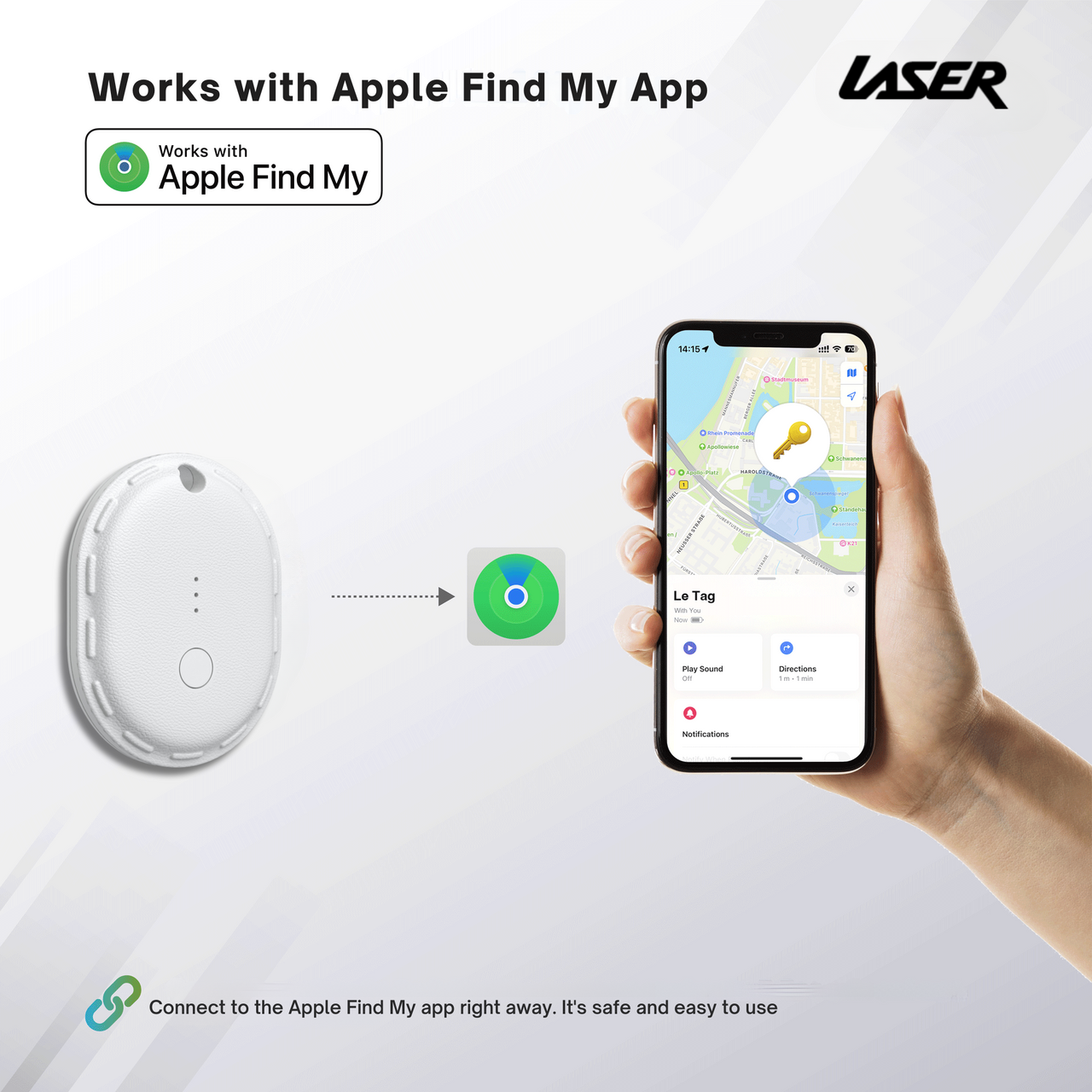 Laser Mini Smart Tag with Apple Find My Tracking White V1031-TG-T135WH-603