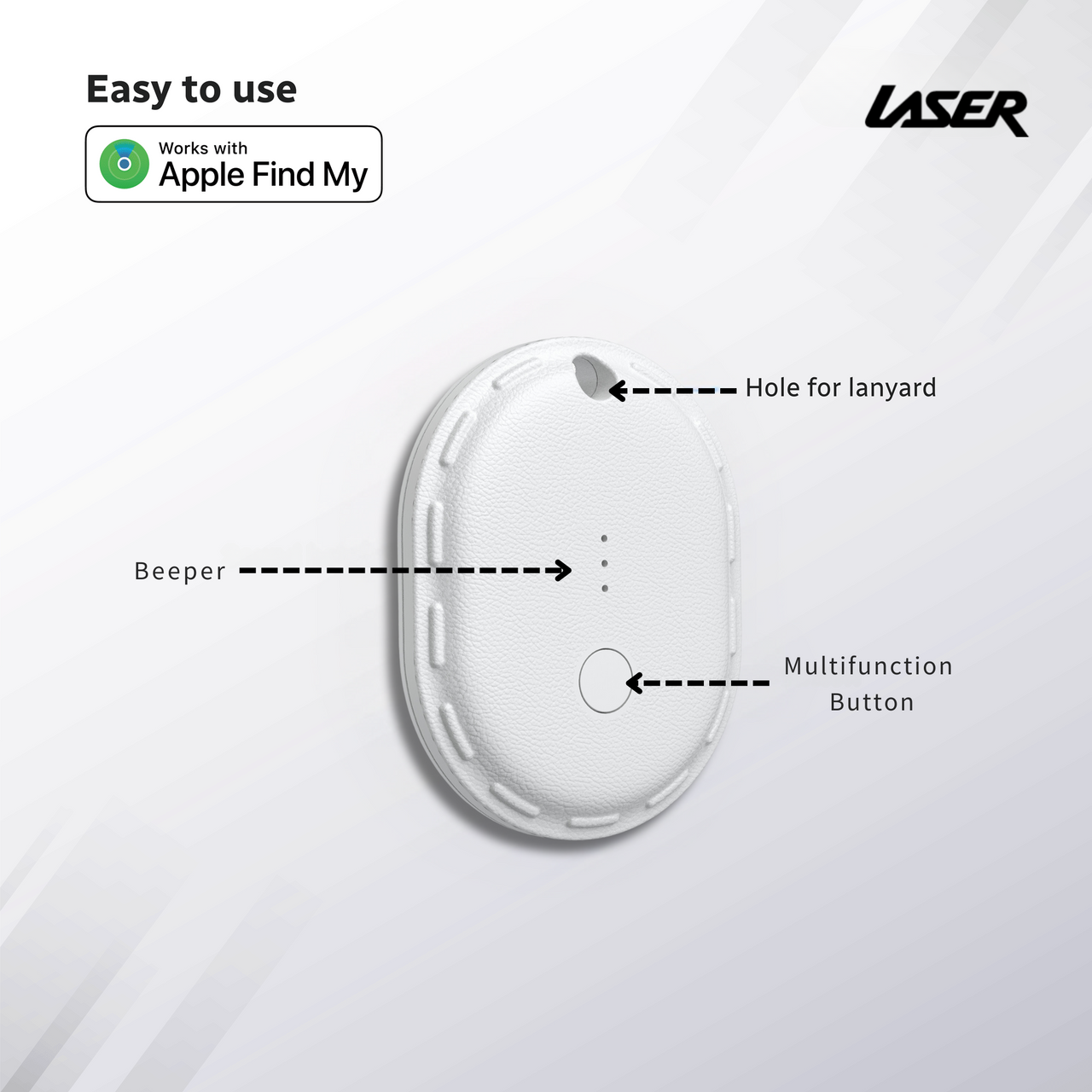 Laser Mini Smart Tag with Apple Find My Tracking White V1031-TG-T135WH-603