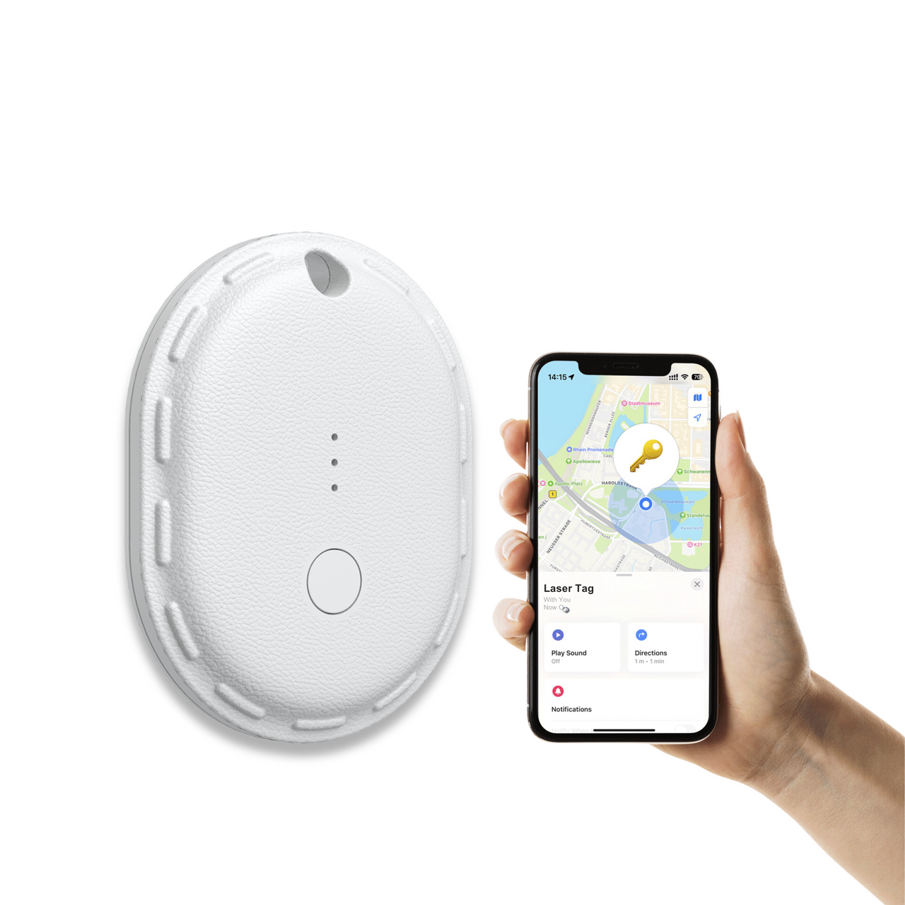 Laser Mini Smart Tag with Apple Find My Tracking White V1031-TG-T135WH-603