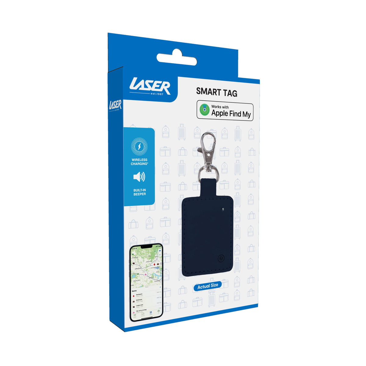 Laser Mini Smart Tag with Wireless Charging Navy Blue V1031-TG-WCKRBL-495