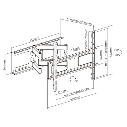 Large Full Motion TV Wall Mount 32 inches - 70 inches Panels V1031-TVB-LPA36-01_573
