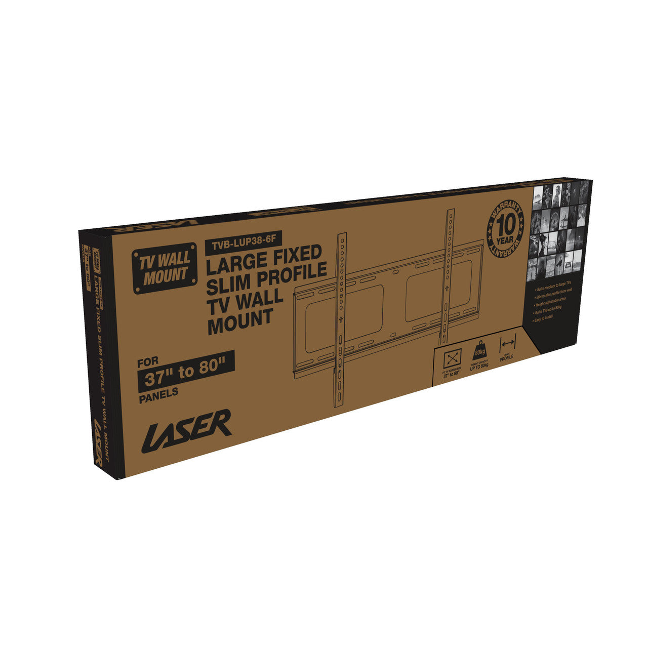 Laser Fixed Slim Profile TV Wall Mount - 37 to 80 Inch Panels V1031-TVB-LUP38-6F_528
