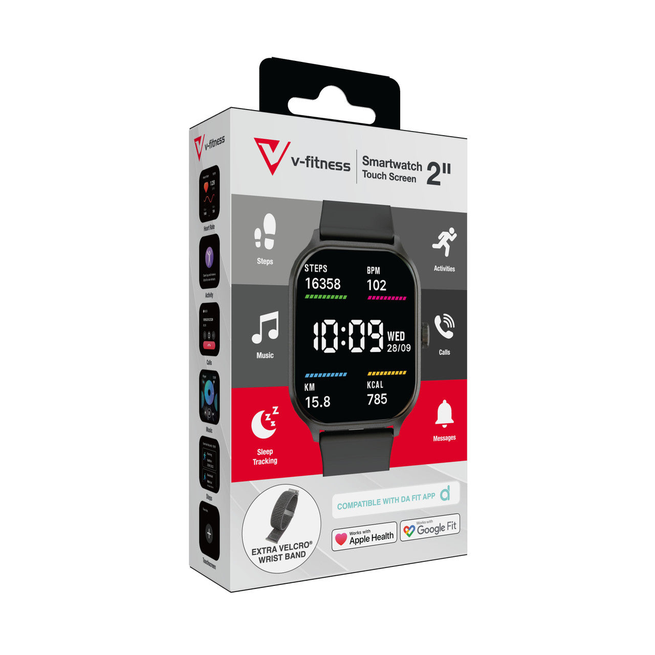 V-Fitness Smart Watch 2 Inch Touch Screen - Black V1031-VF-M4BLK-979