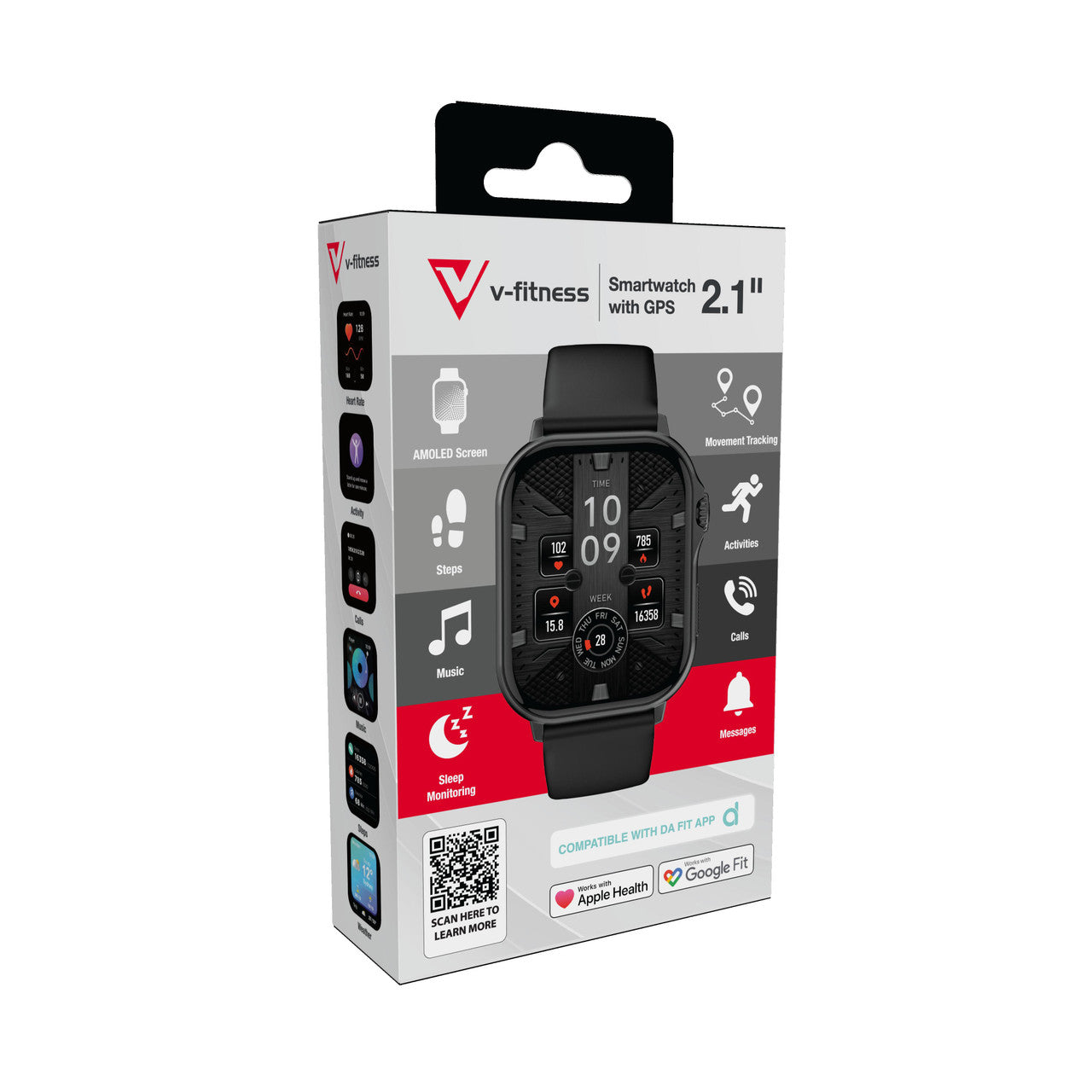 V-Fitness Smart Watch GPS and 2.1 inch Black V1031-VF-M4GPSB-907