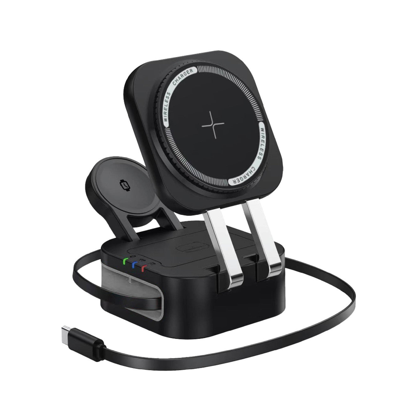 Laser 3 in 1 Foldable Wireless Charging Stand Black V1031-WC-FD20BK-908
