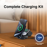 Laser 3 in 1 Foldable Wireless Charging Stand Black V1031-WC-FD20BK-908