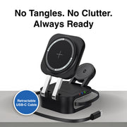 Laser 3 in 1 Foldable Wireless Charging Stand Black V1031-WC-FD20BK-908