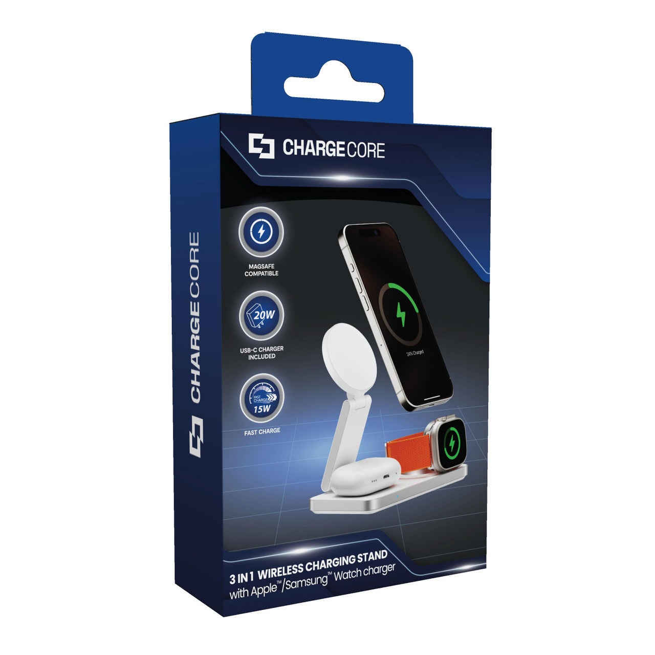 Laser ChargeCore 3-in-1 MagSafe Charger White V1031-WC-HCS10W-570