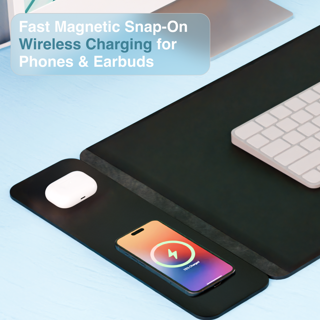 Laser Wireless Charging Desk Mat Black V1031-WC-MATB-792