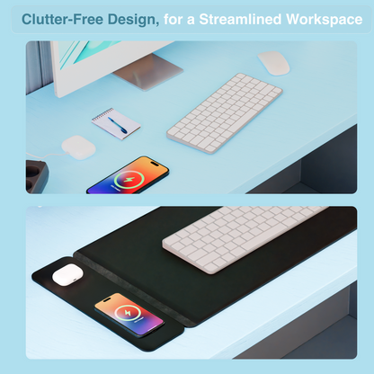Laser Wireless Charging Desk Mat Black V1031-WC-MATB-792