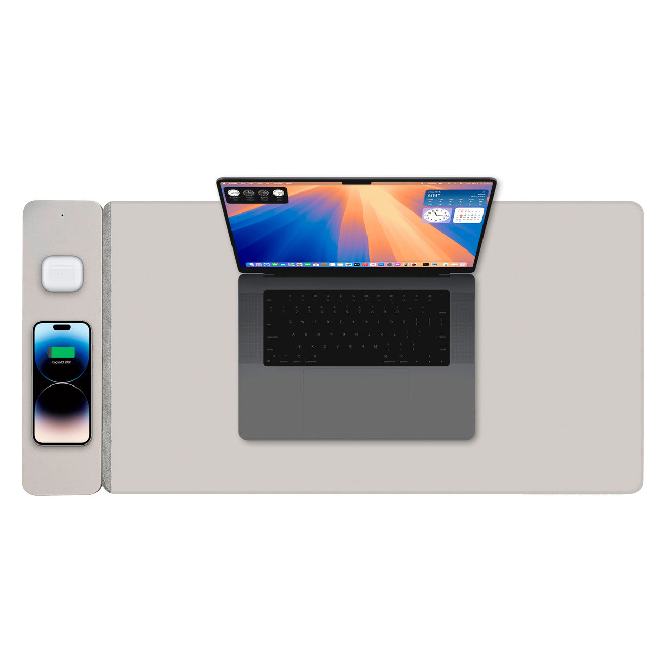 Laser Wireless Charging Desk Mat Grey V1031-WC-MATG-808