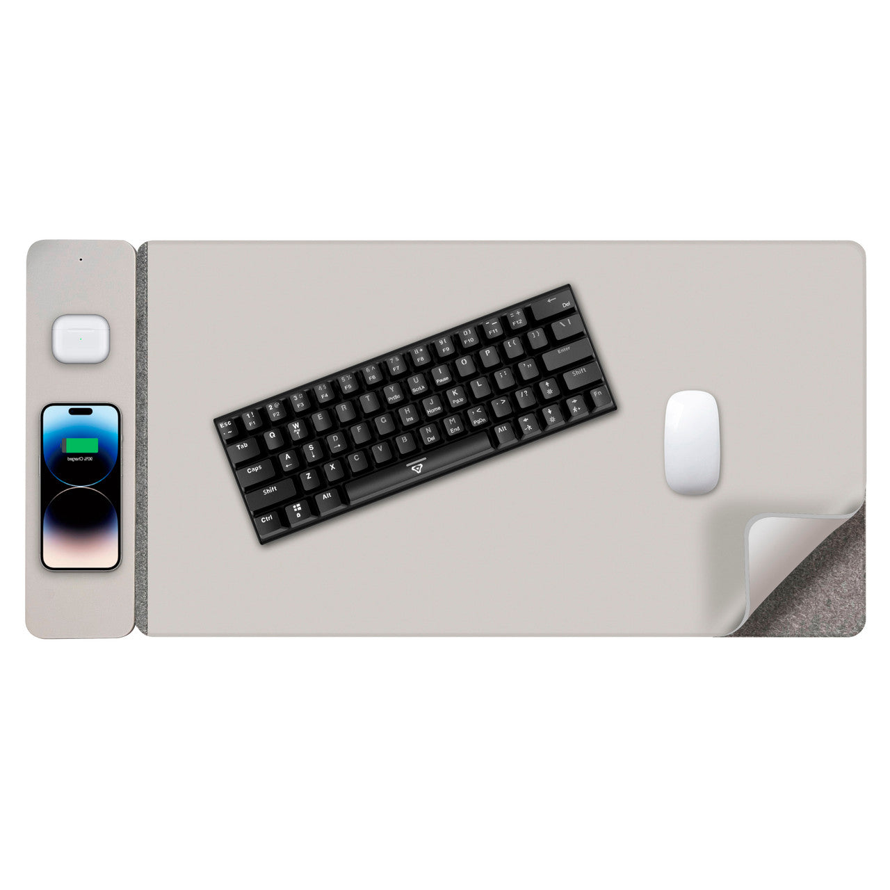 Laser Wireless Charging Desk Mat Grey V1031-WC-MATG-808