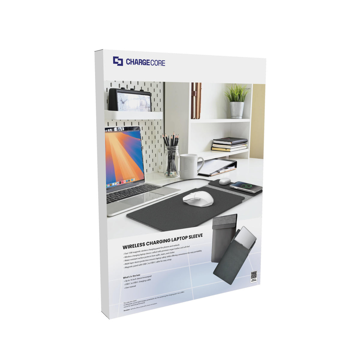 Laser Wireless Charging Laptop Sleeve Up to 16 Inch Black V1031-WC-S16B-839