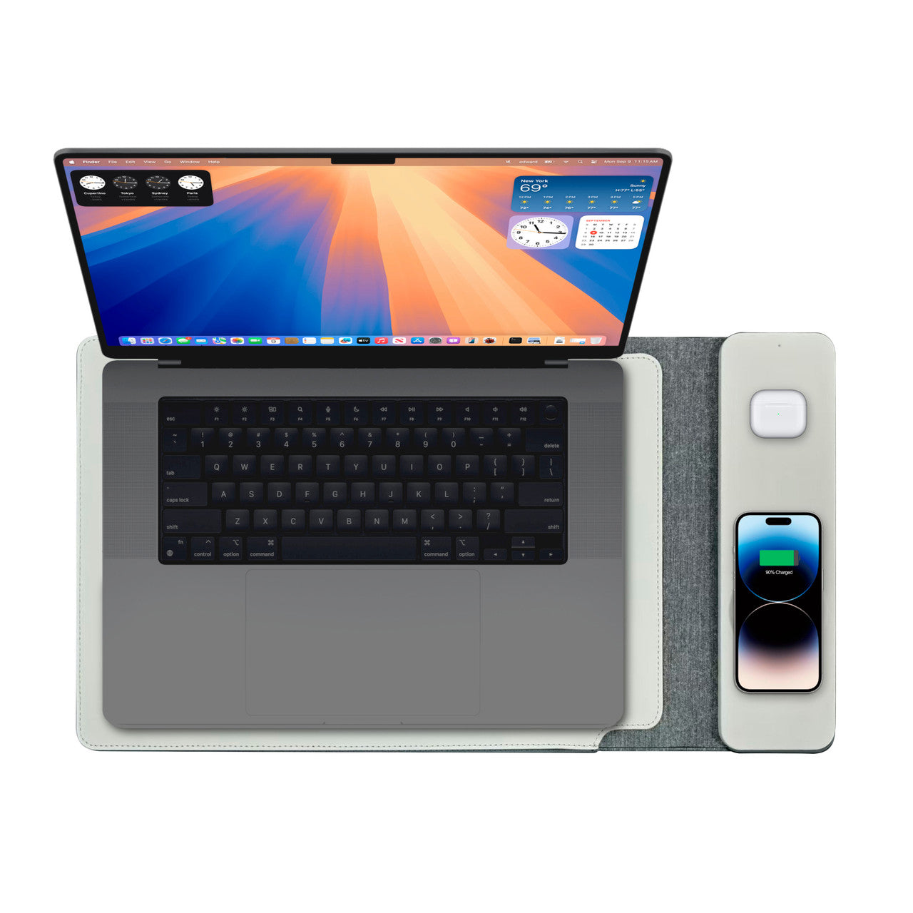 Laser Wireless Charging Laptop Sleeve Up to 16 Inch Grey V1031-WC-S16G-846