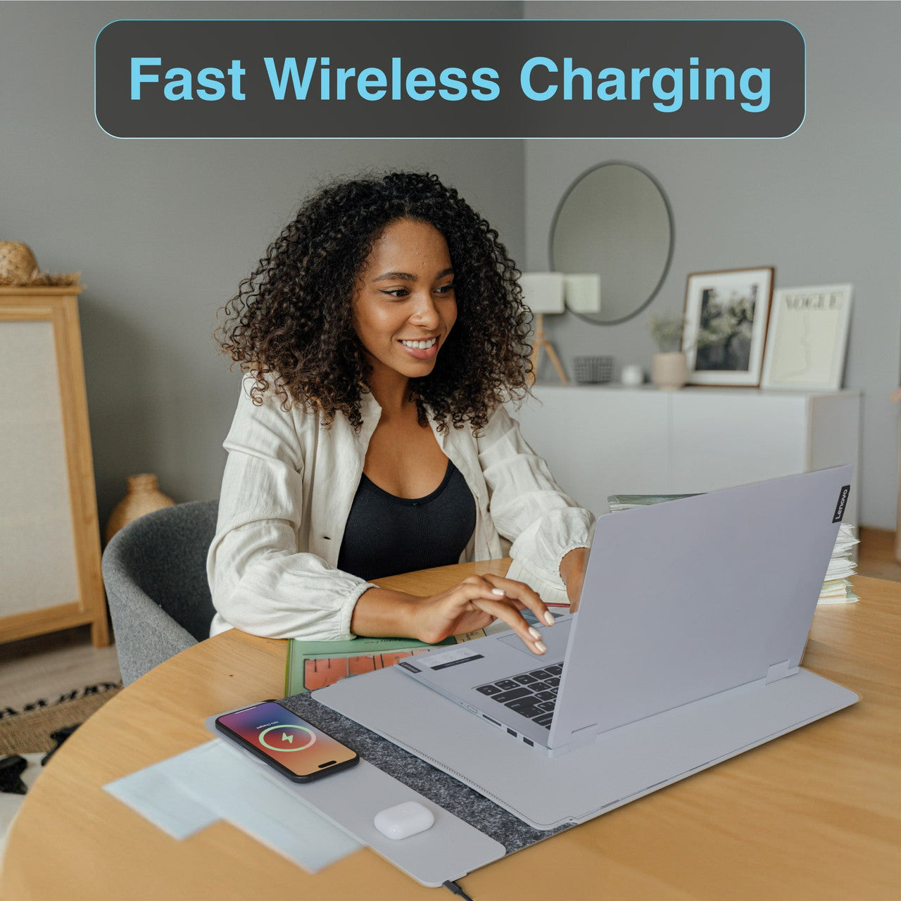 Laser Wireless Charging Laptop Sleeve Up to 16 Inch Grey V1031-WC-S16G-846