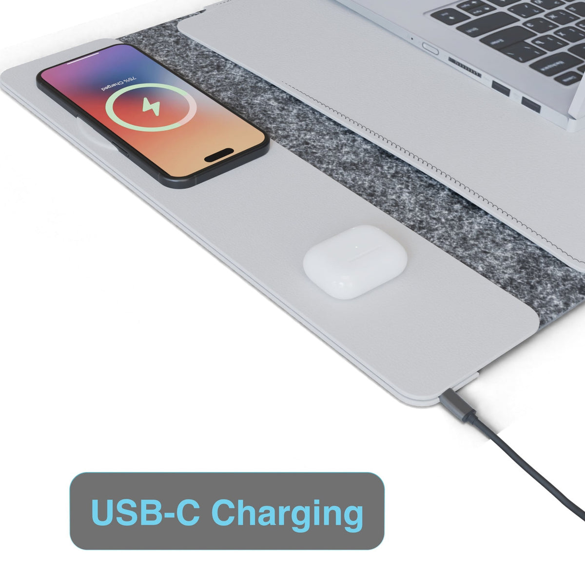 Laser Wireless Charging Laptop Sleeve Up to 16 Inch Grey V1031-WC-S16G-846