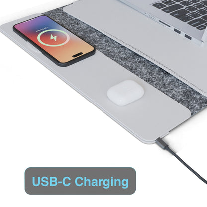 Laser Wireless Charging Laptop Sleeve Up to 16 Inch Grey V1031-WC-S16G-846