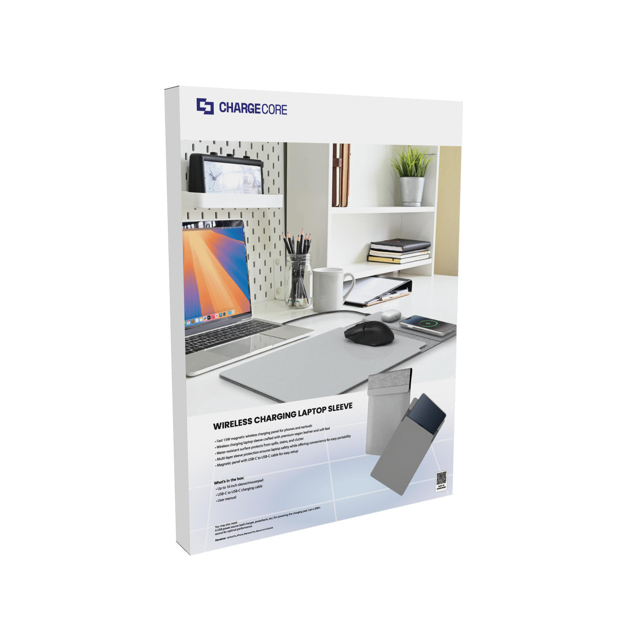 Laser Wireless Charging Laptop Sleeve Up to 16 Inch Grey V1031-WC-S16G-846