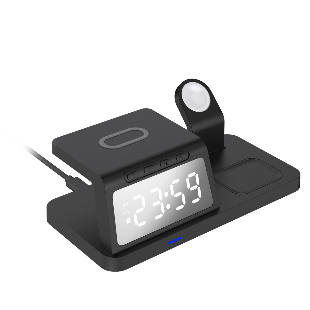 Laser 3-in-1 Wireless Charging Station with Alarm Clock - Black V1031-WLC-3IN1A-098