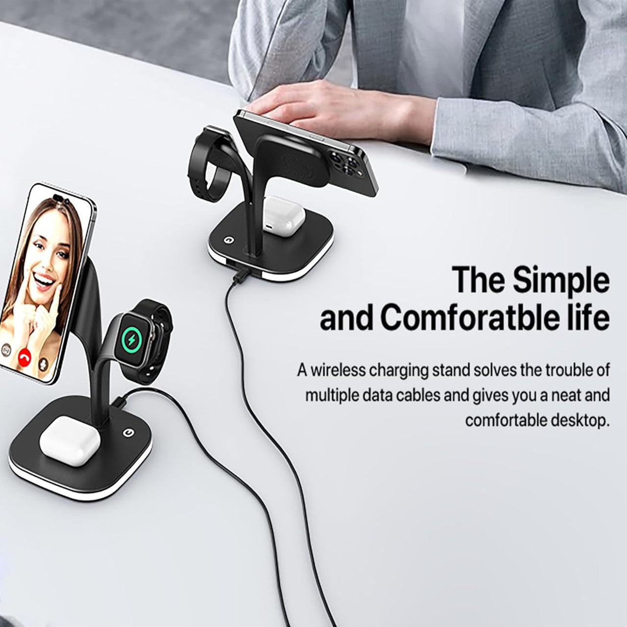 4 in 1 Wireless Charging Station with Night Light V1031-WLC-4SDNL-559