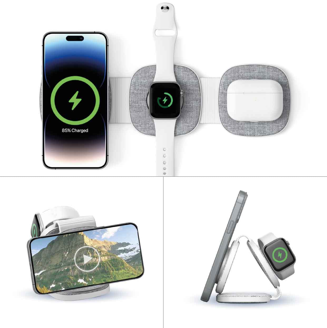 Laser 3-in-1 Travel Wireless Charging Pad for Apple V1031-WLC-W3PTF-675