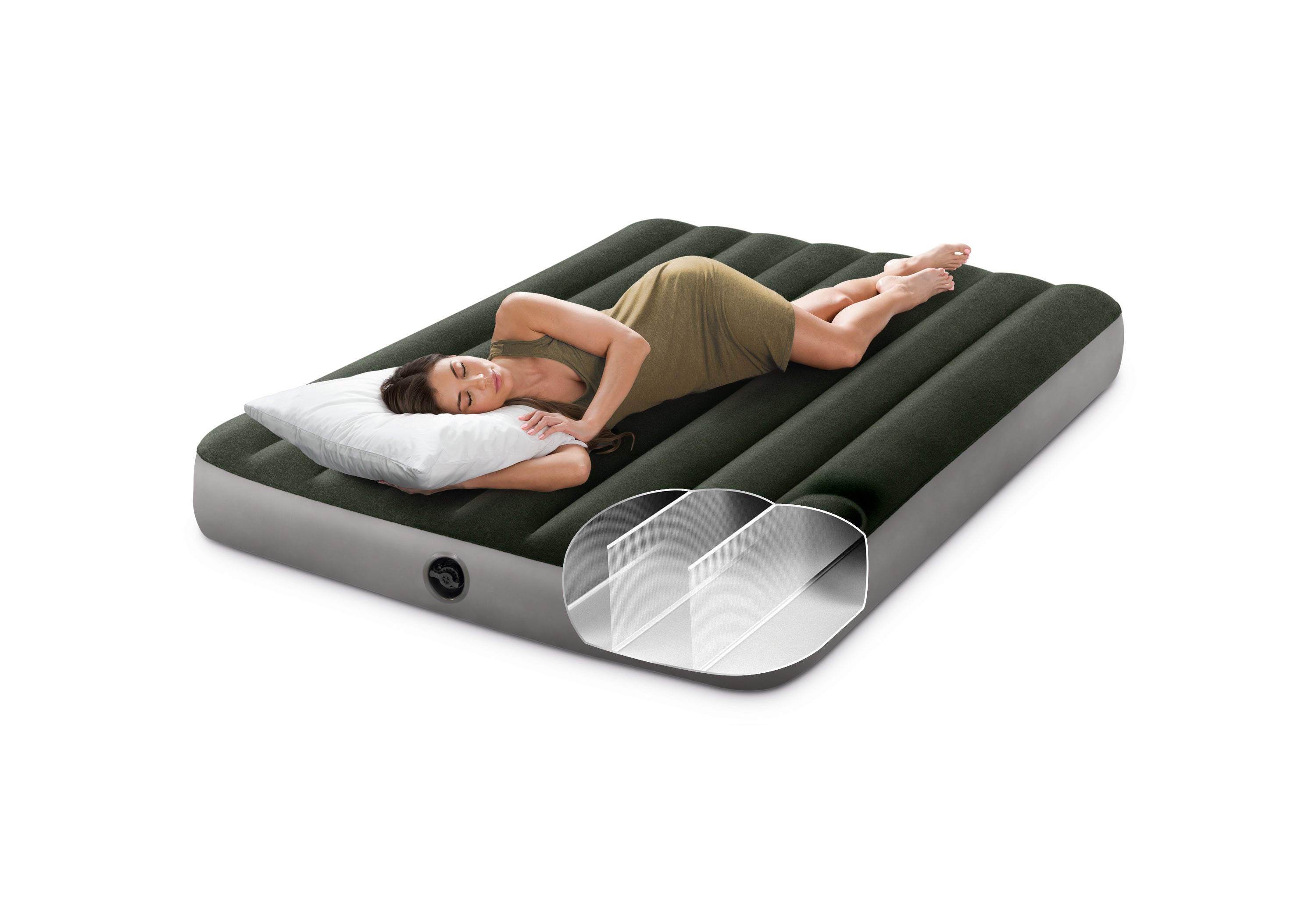 INTEX Double Dura-Beam Standard Downy Air Mattress 10" w/ Built-In Foot Pump V1032-IXDOWNYDOUBLE_64762
