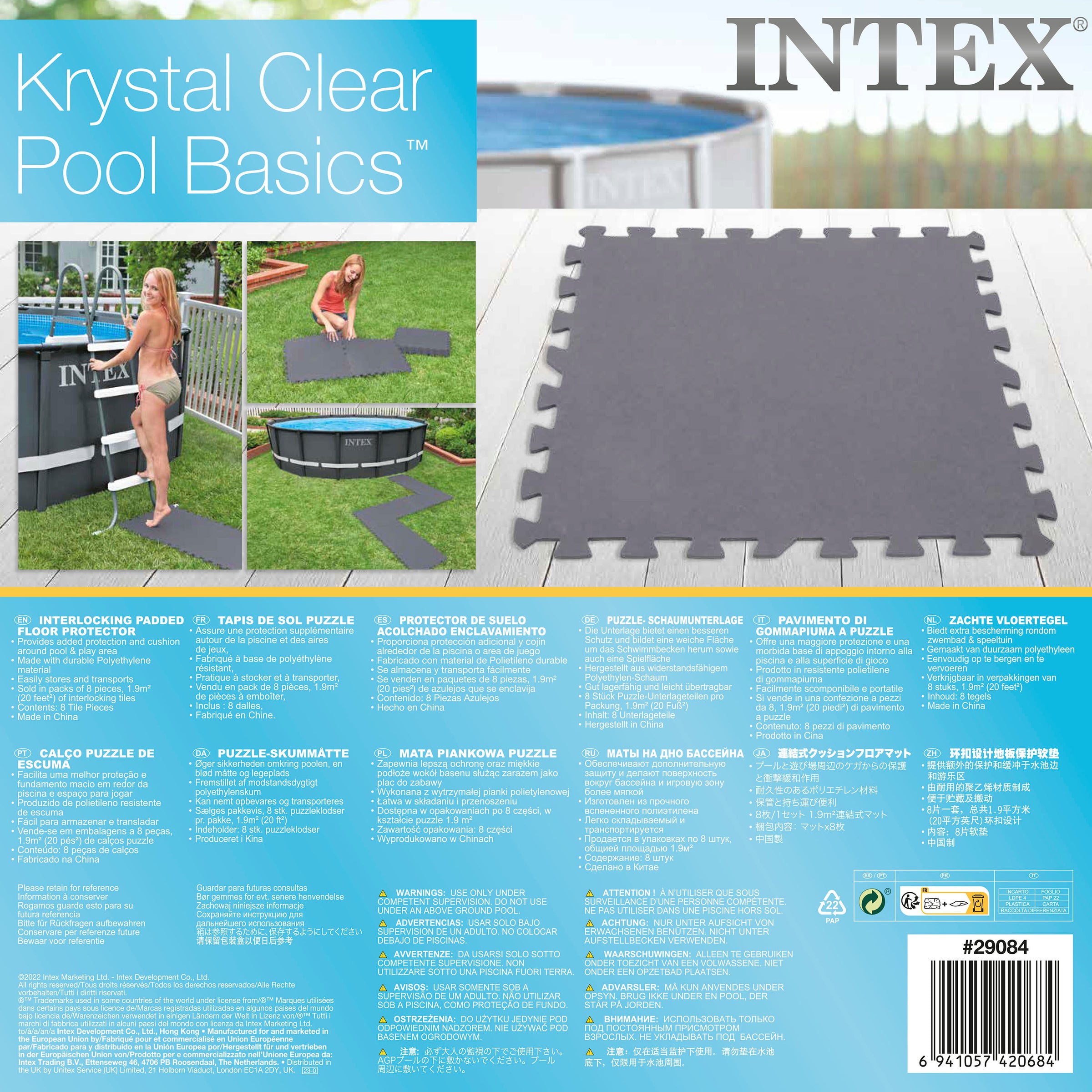 Intex Gray Padded Floor Protector Interlocking 8 x 50x50x0.5cm 29084 V1032-IXFLOOR_29084