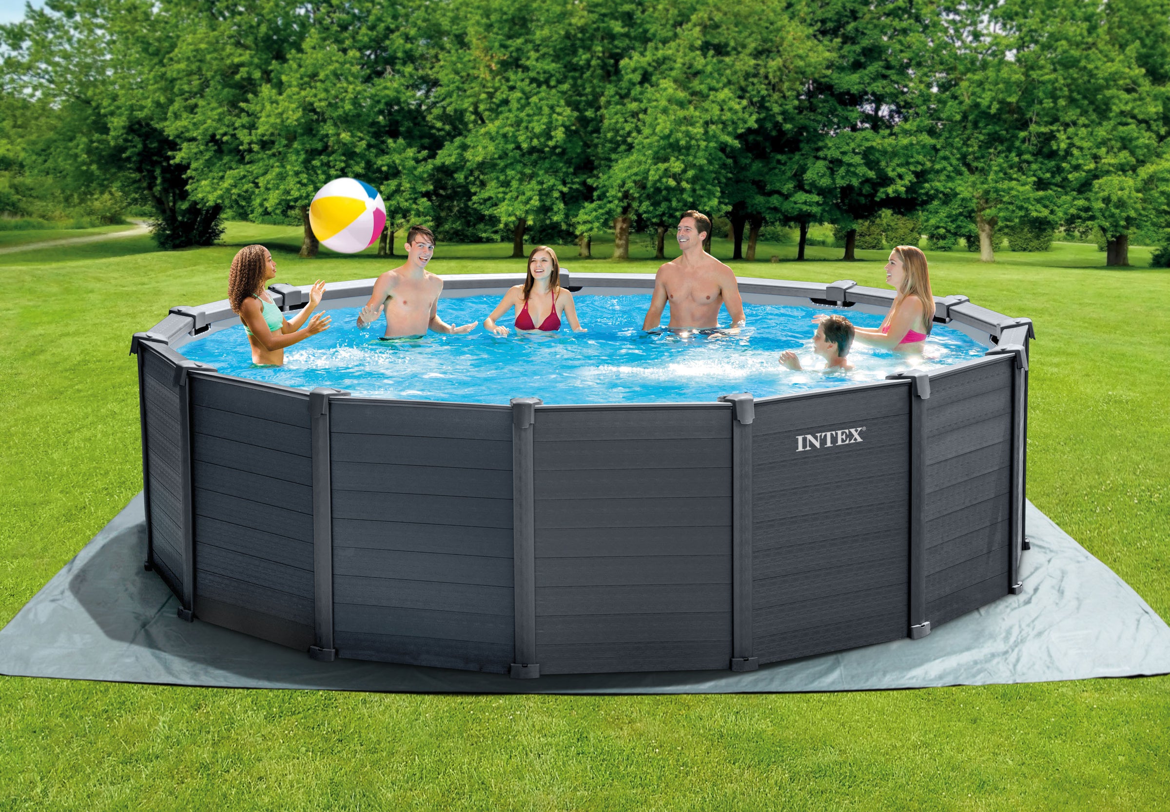 Intex Intex Graphite Grey Panel Pool 4.78 x 1.24M 26384 V1032-IXGRAPHITE_26384