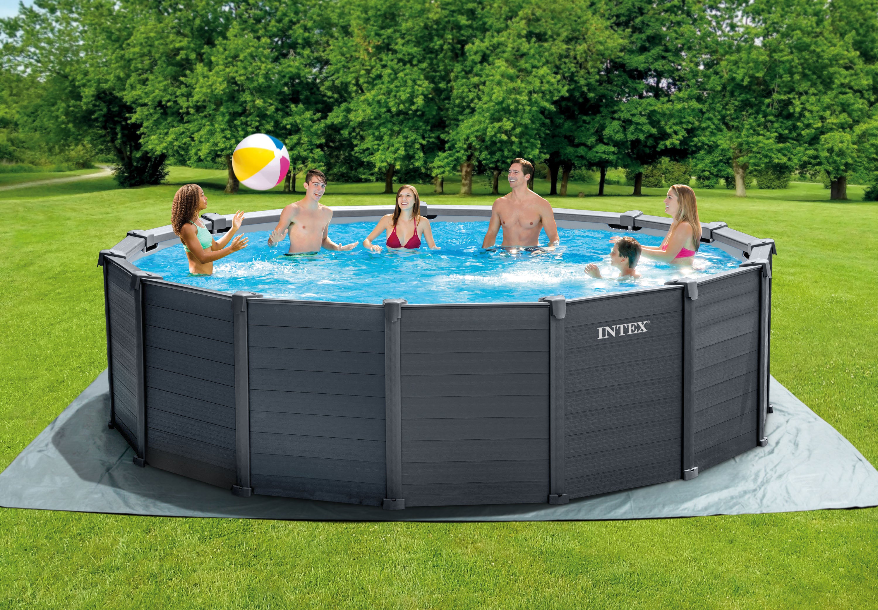 Intex Intex Graphite Grey Panel Pool 4.78 x 1.24M 26384 V1032-IXGRAPHITE_26384