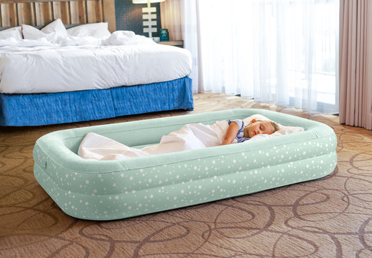 Intex Kidz Inflatable Travel Bed set with Hand Pump - Stars. Great for Travel 66810 V1032-IXKIDZBED-66810