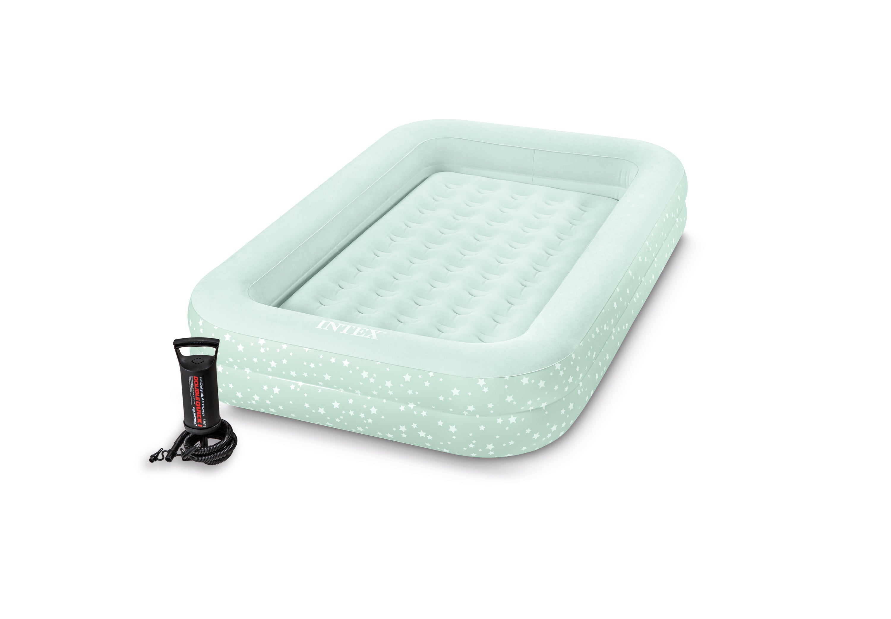 Intex Kidz Inflatable Travel Bed set with Hand Pump - Stars. Great for Travel 66810 V1032-IXKIDZBED-66810
