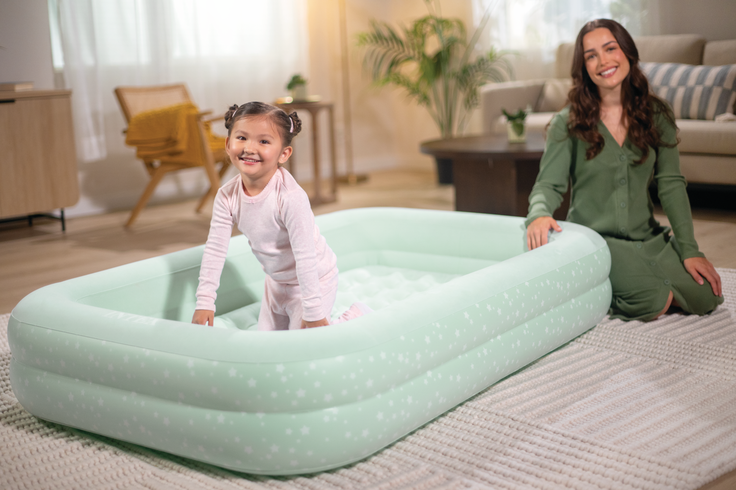 Intex Kidz Inflatable Travel Bed set with Hand Pump - Stars. Great for Travel 66810 V1032-IXKIDZBED-66810