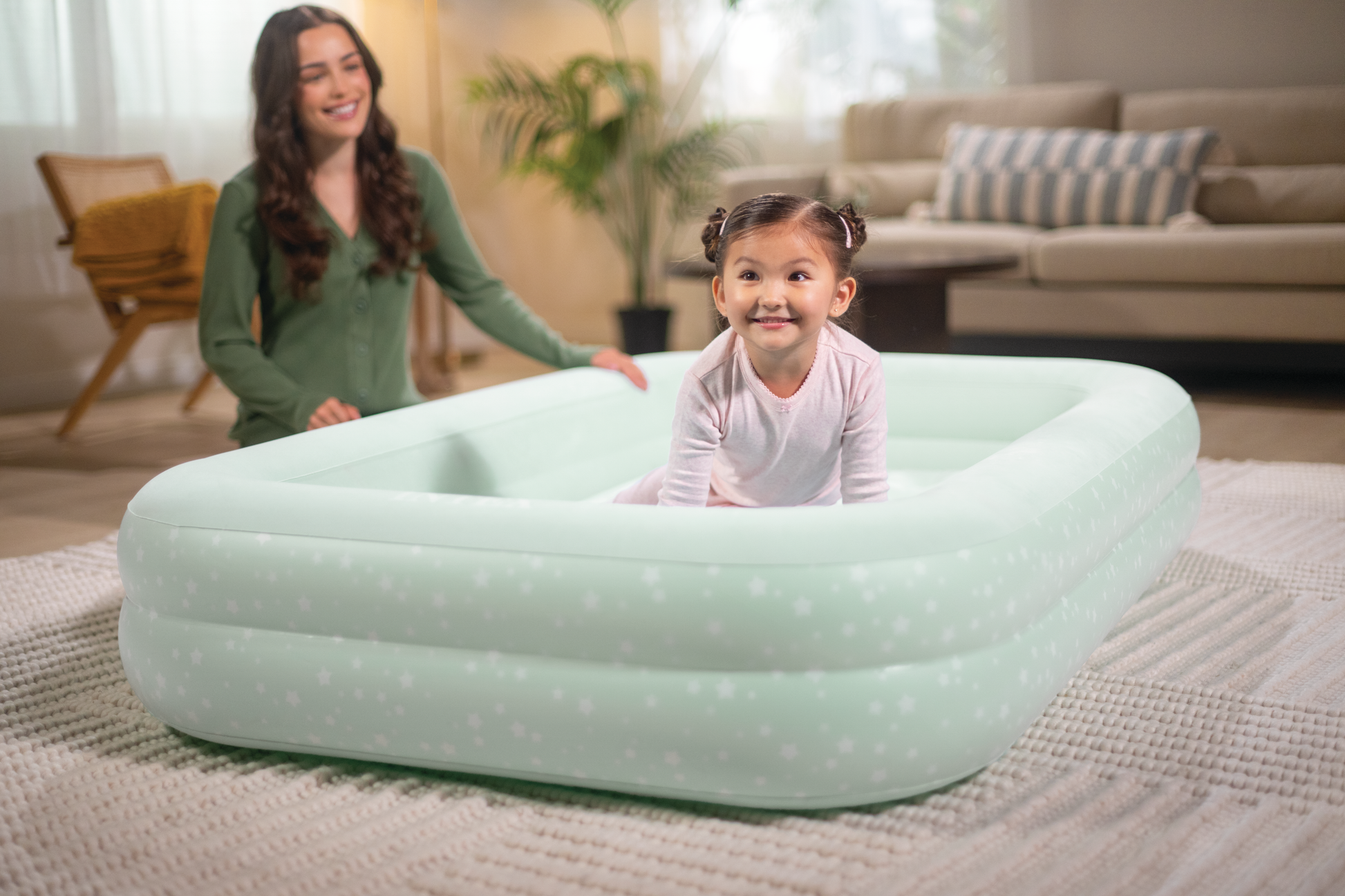 Intex Kidz Inflatable Travel Bed set with Hand Pump - Stars. Great for Travel 66810 V1032-IXKIDZBED-66810