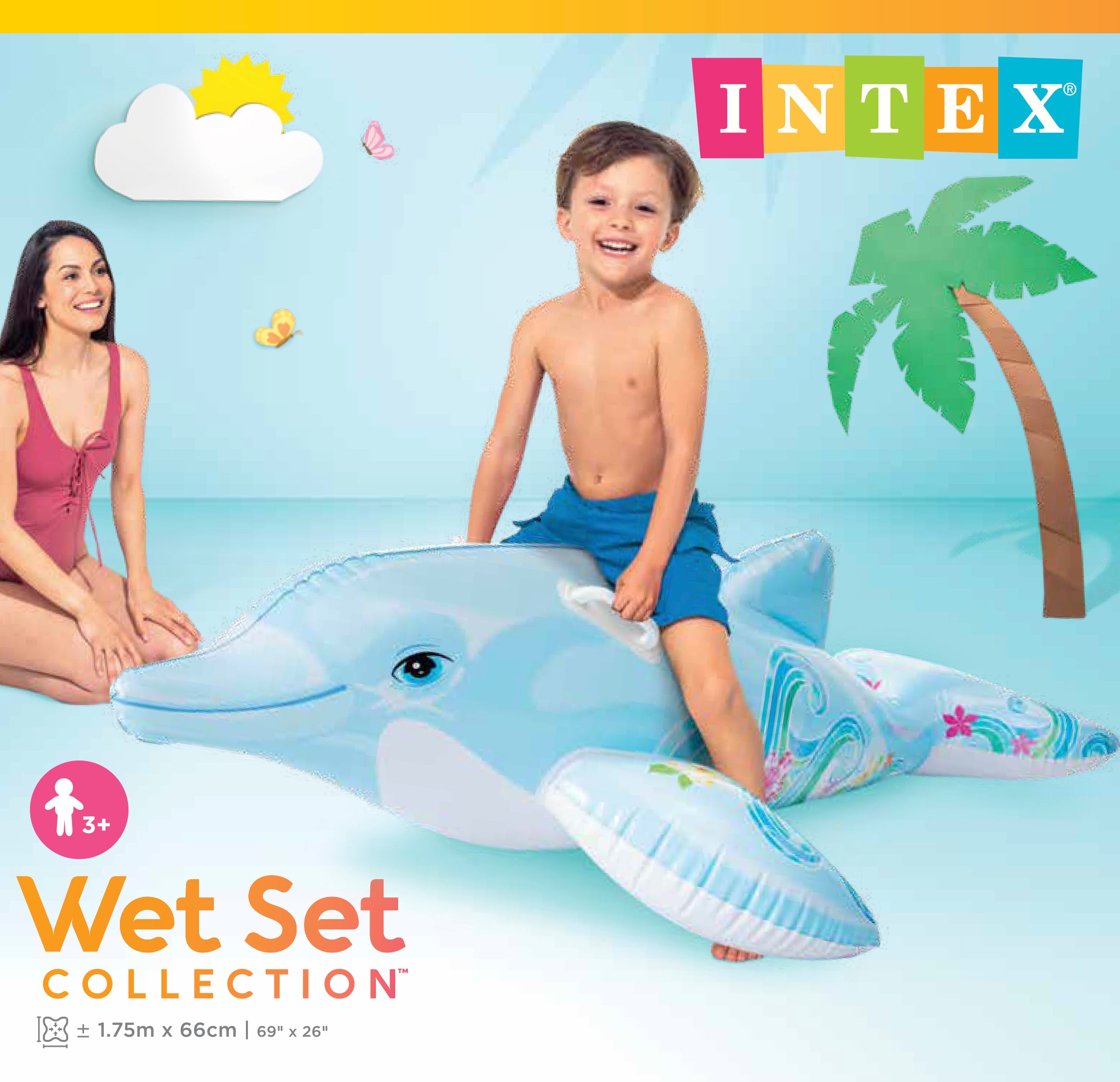 Intex Lil' Dolphin Ride-On Pool Kids Float 58535 V1032-IXLILDOLPHIN-58535