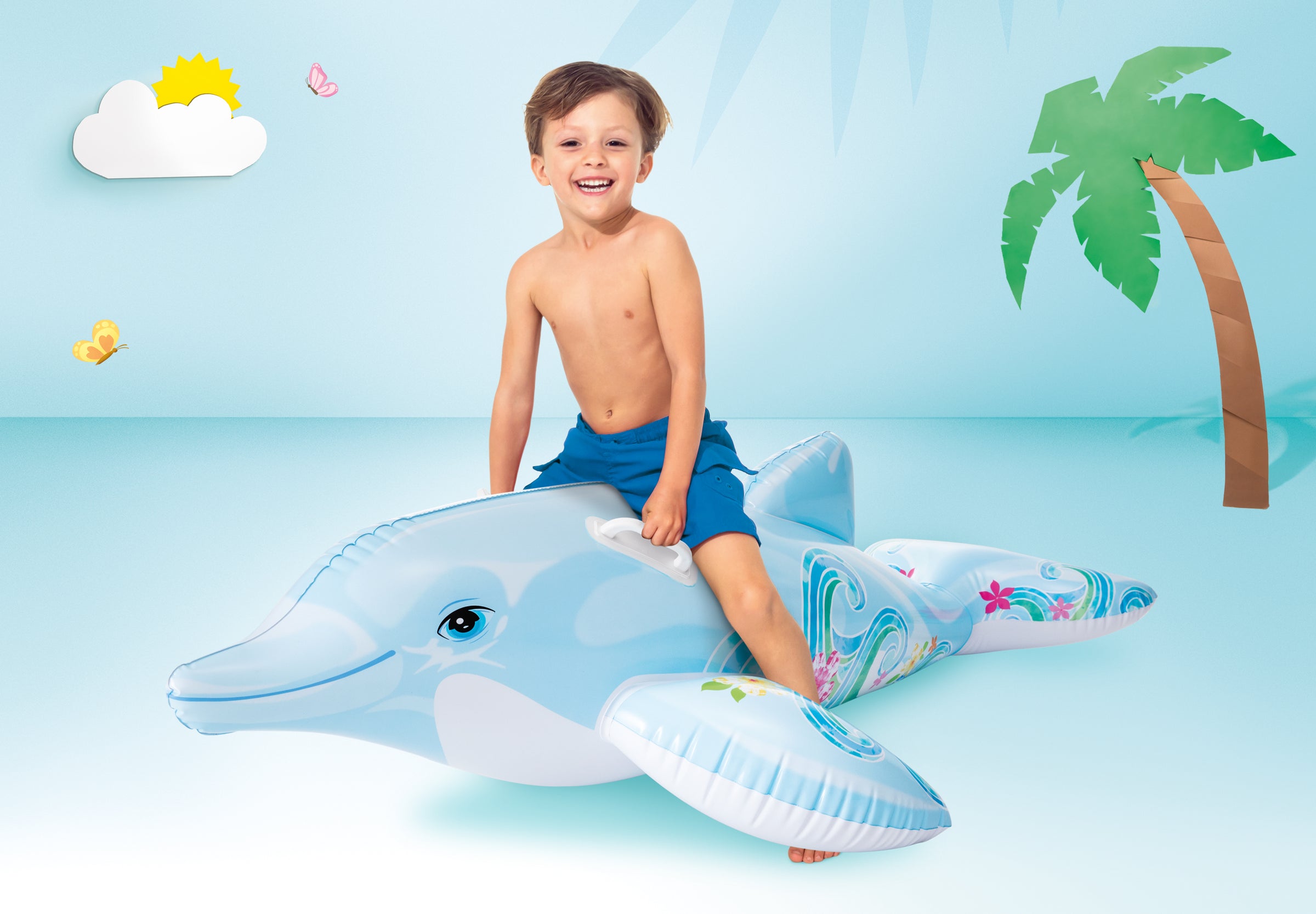 Intex Lil' Dolphin Ride-On Pool Kids Float 58535 V1032-IXLILDOLPHIN-58535
