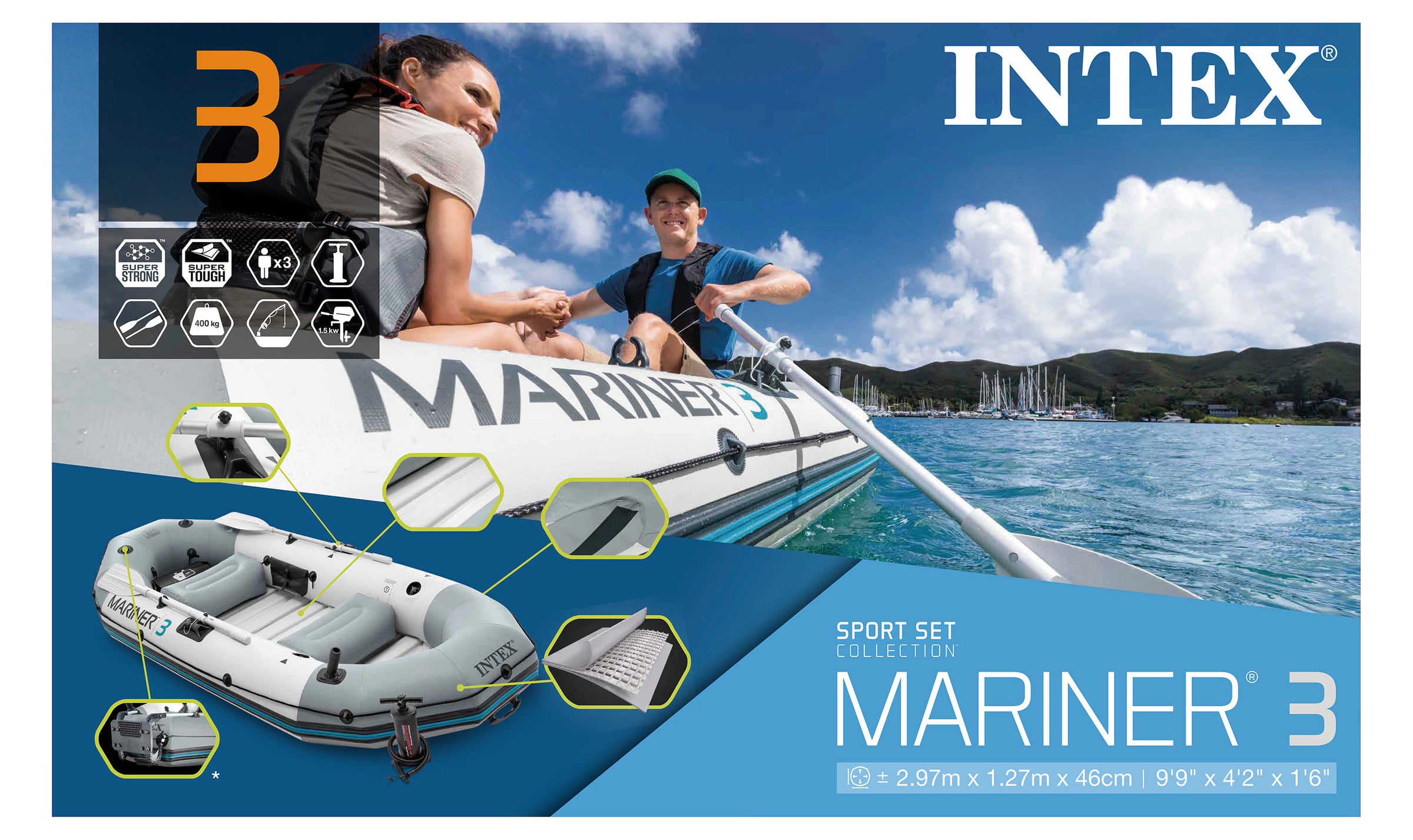 Intex Mariner 3 Boat Set 68373 V1032-IXMARINER3-68373