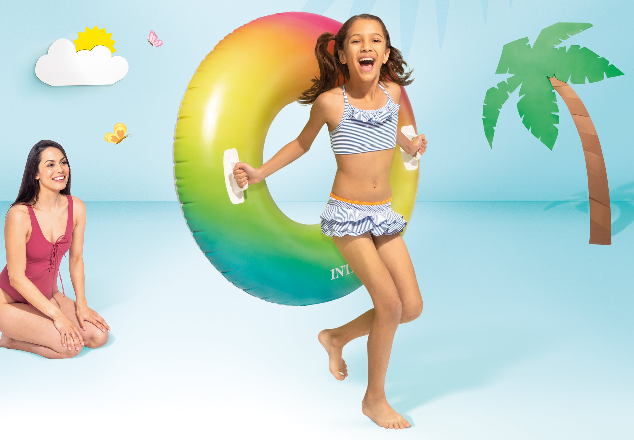 Intex Rainbow Ombre Tube Pool Float 58202 V1032-IXOMBRE-58202