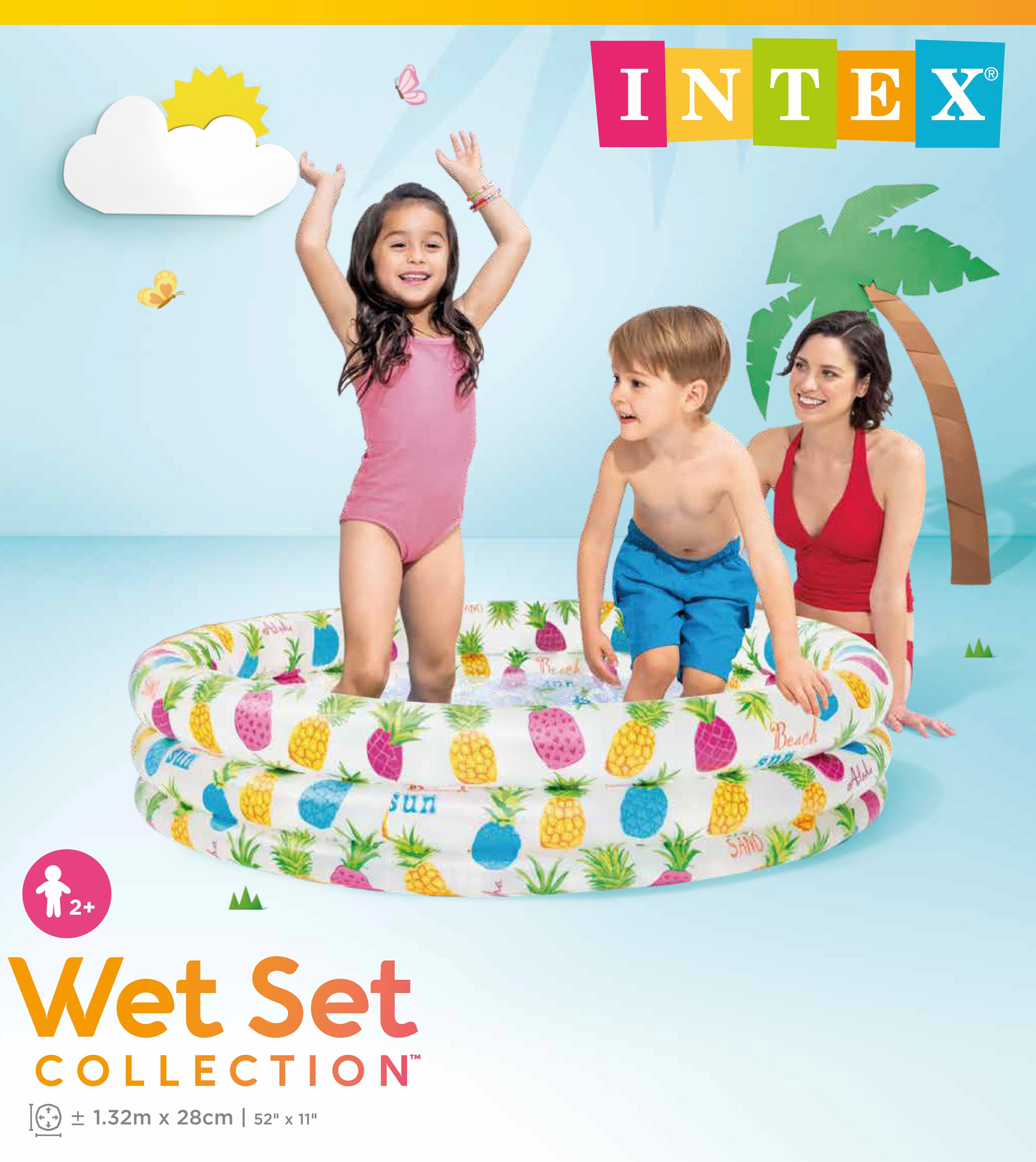 Intex 3 Ring Pineapple Splash Pool 59431 132cm V1032-IXPINAAPLLEPOOL-59431