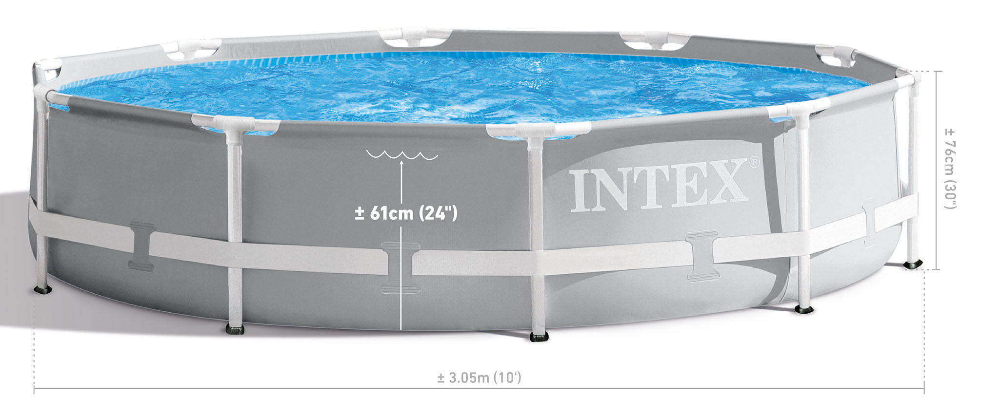 Intex PRISM 10' Metal Frame Above Ground Pool - 305cm x 76cm 26702 V1032-IXPRISM10-26702