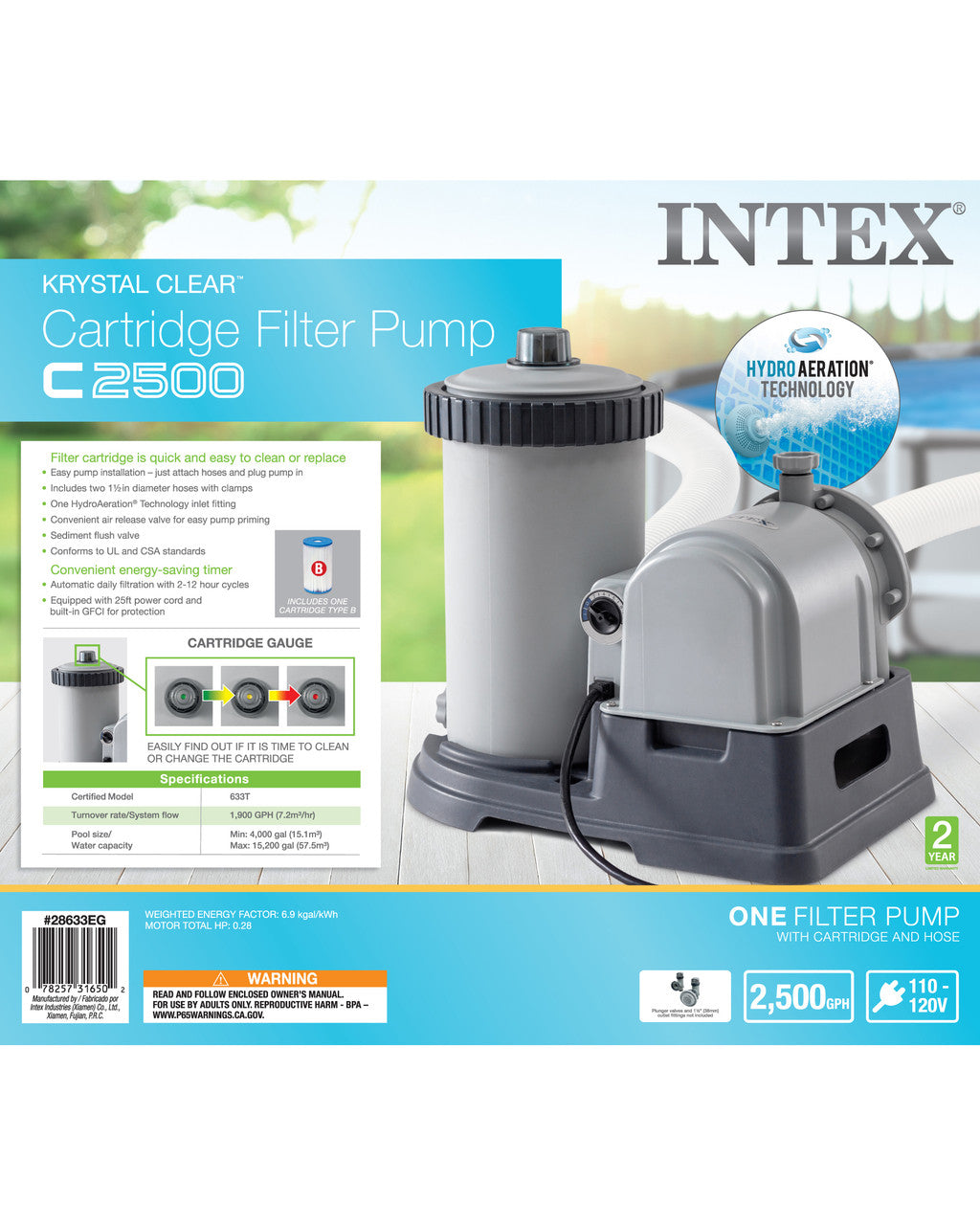 Intex Pool PUMP and FILTER 9463/h C2500 28634 V1032-IXPUMP2500-28634