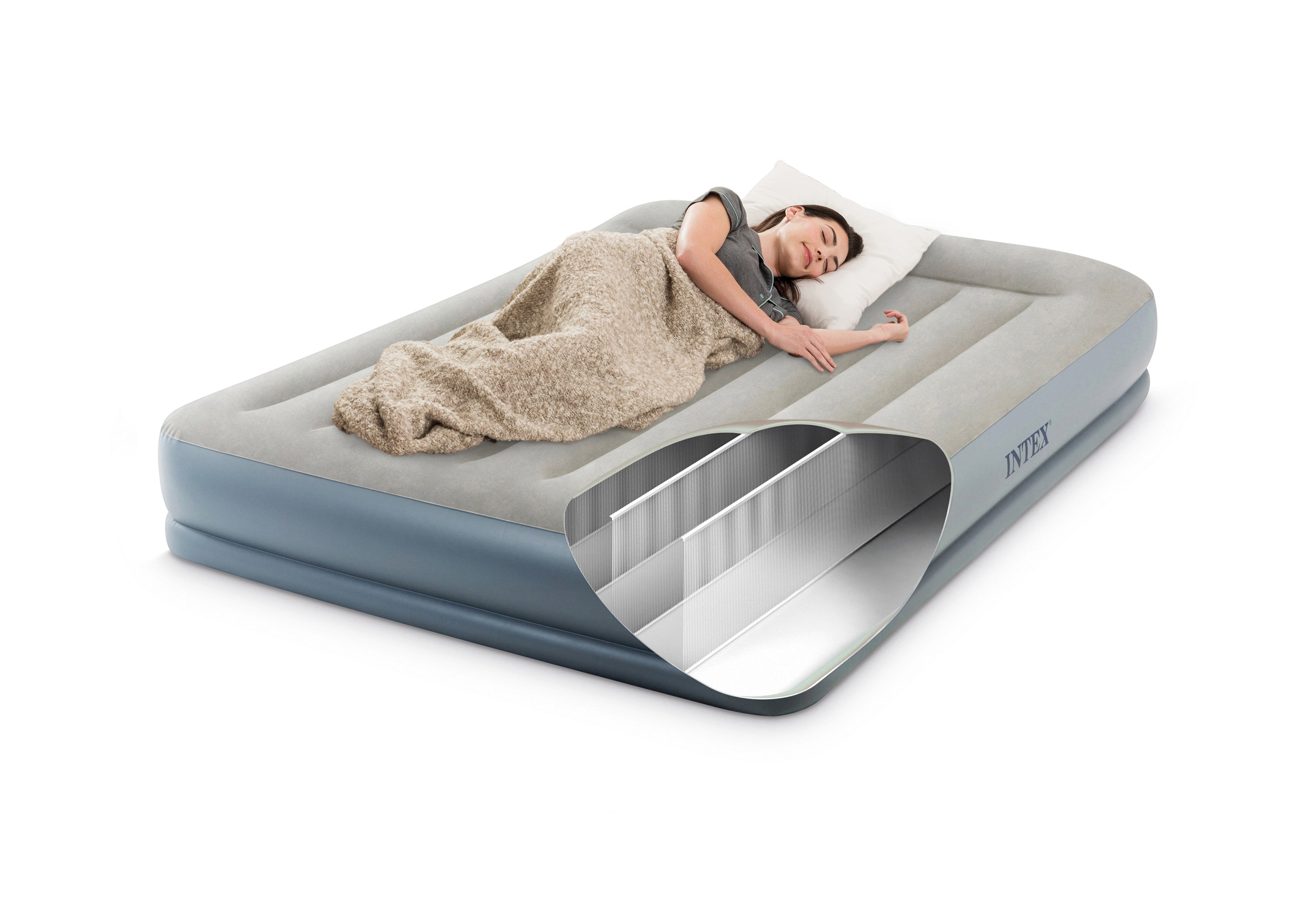 INTEX Queen Dura-Beam Air Mattress w/ Built-In USB Electric Pump 64118 V1032-IXQUEENCOMFORT_64118