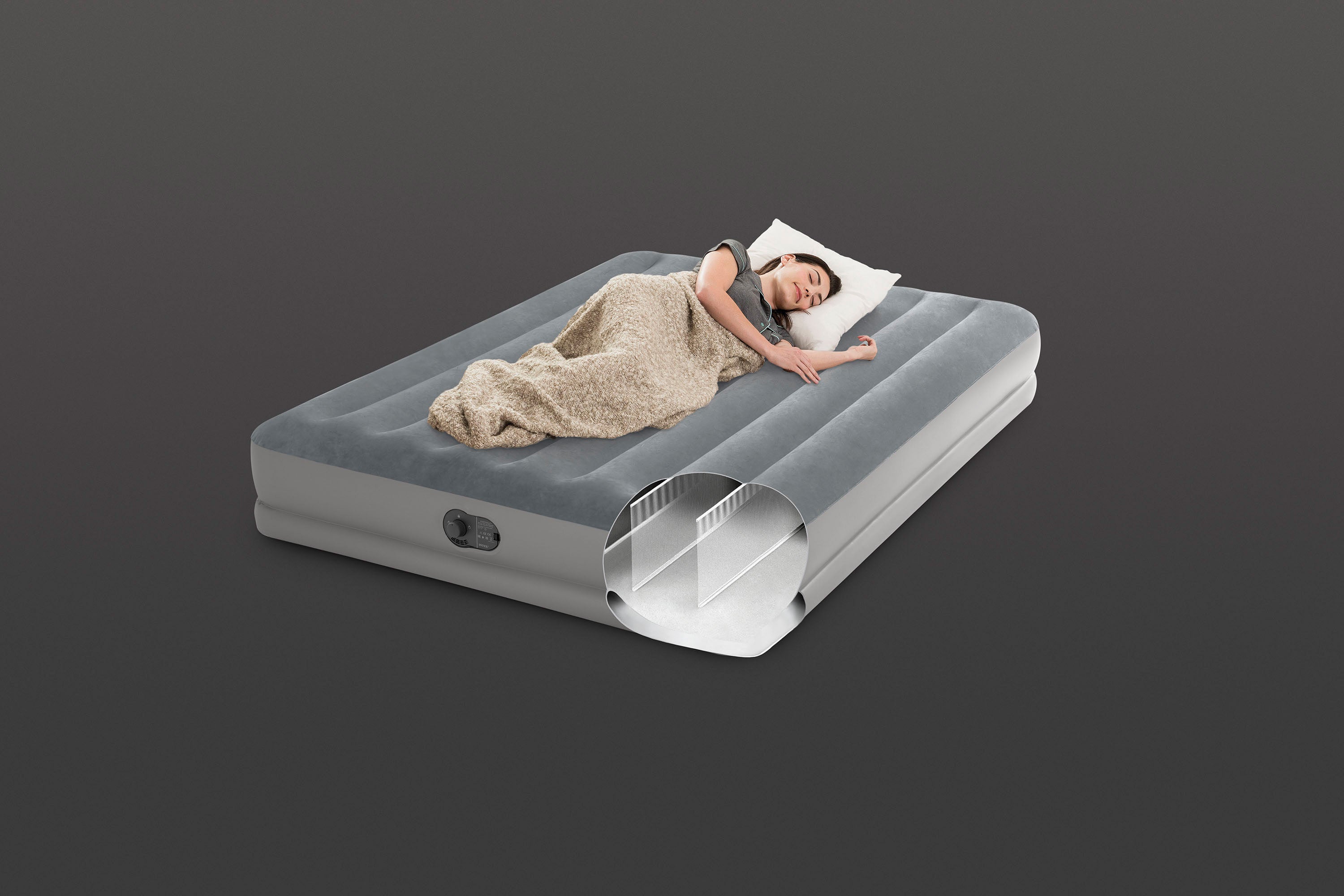 INTEX Queen Dura-Beam Standard Prestige Air Mattress 12" Queen w/ Built-In USB Electric Pump 64114 V1032-IXQUEENPRESTIGEBIP_64114