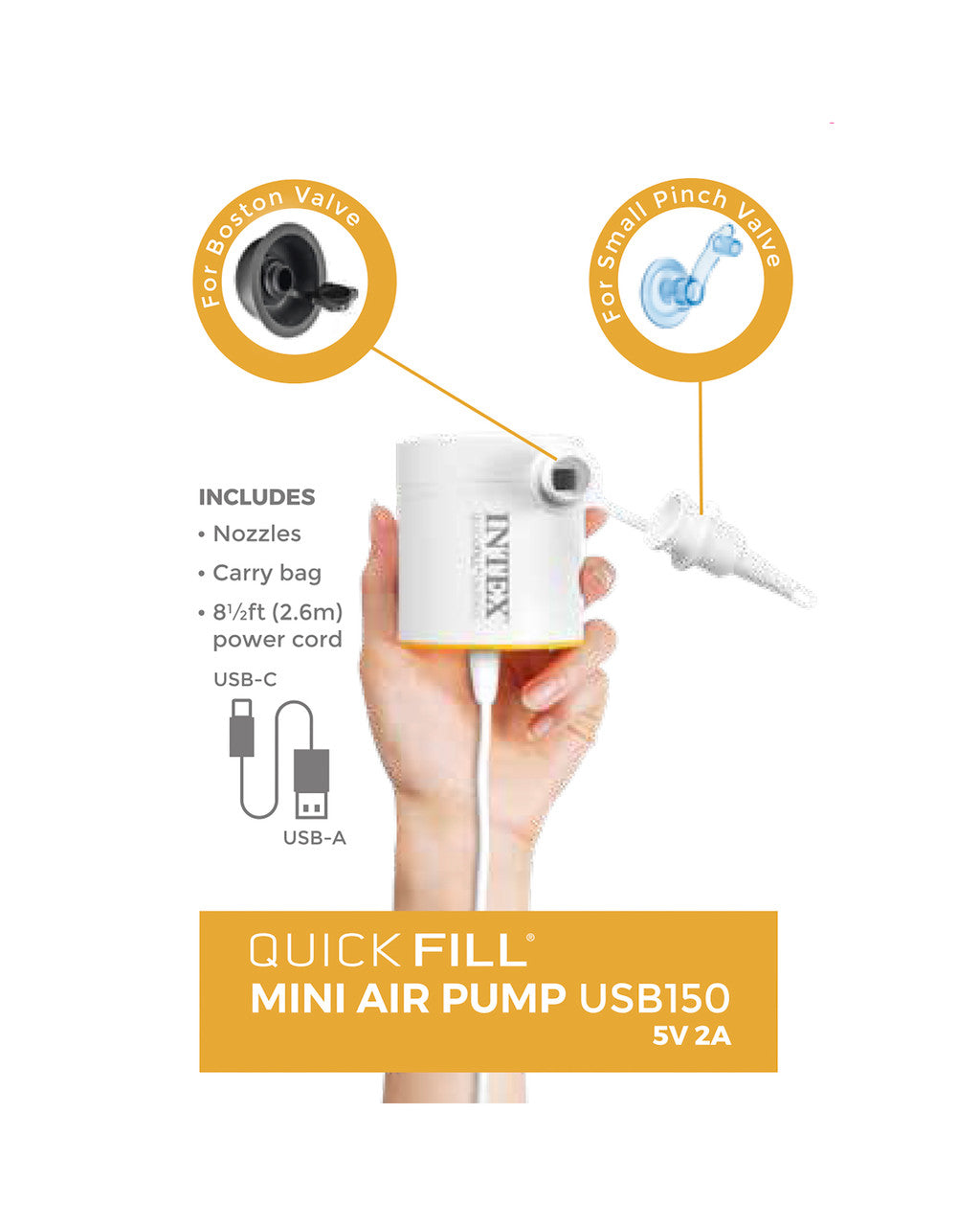 Intex Quick-Fill USB Electric Air Pump - USB150R - 66616 V1032-IXQUICKFILLUSB150-66616