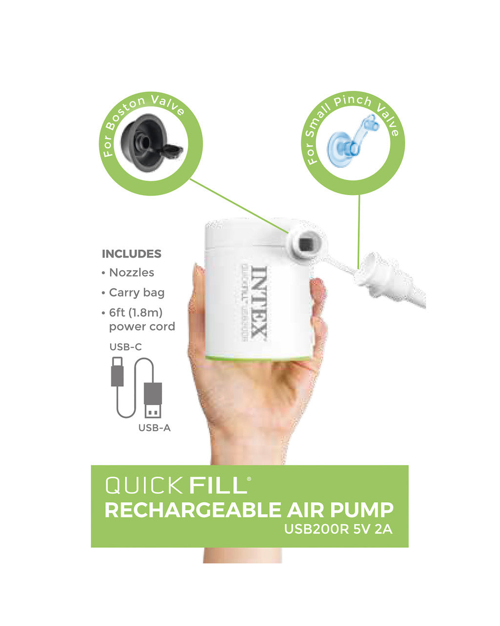 Intex Quick-Fill USB Electric Air Pump - USB200R - 66637 V1032-IXQUICKFILLUSB200-66637