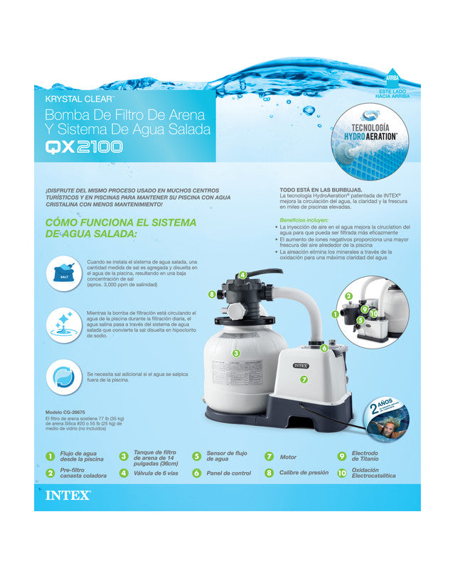 Intex Krystal Clear Sand Filter Pump and Saltwater Pool Chlorine System - 26676 V1032-IXSANDSALT_26676